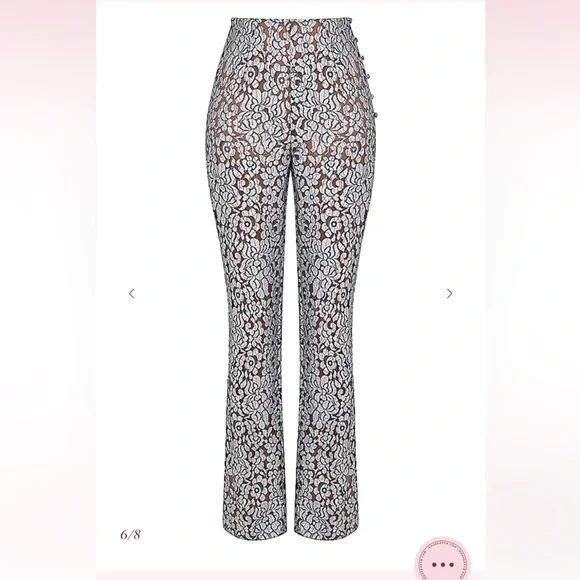 NWT House of CB MARA Silver Metallic Lace Trousers size XS - Picture 2 of 5